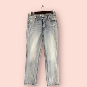 Edgely High Rise Straight Jeans Womens 8 Distressed light Blue Relaxed Denim
